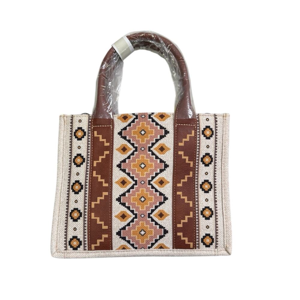 NWT! Wrangler Southwestern Small Canvas Tote/Crossbody in Coffee - Picture 8 of 13